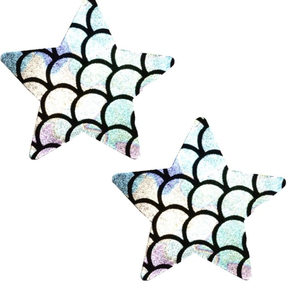 MoonFlowerBtq Accessories - Holographic Mermaid Scale Star Breast Petal Pasties